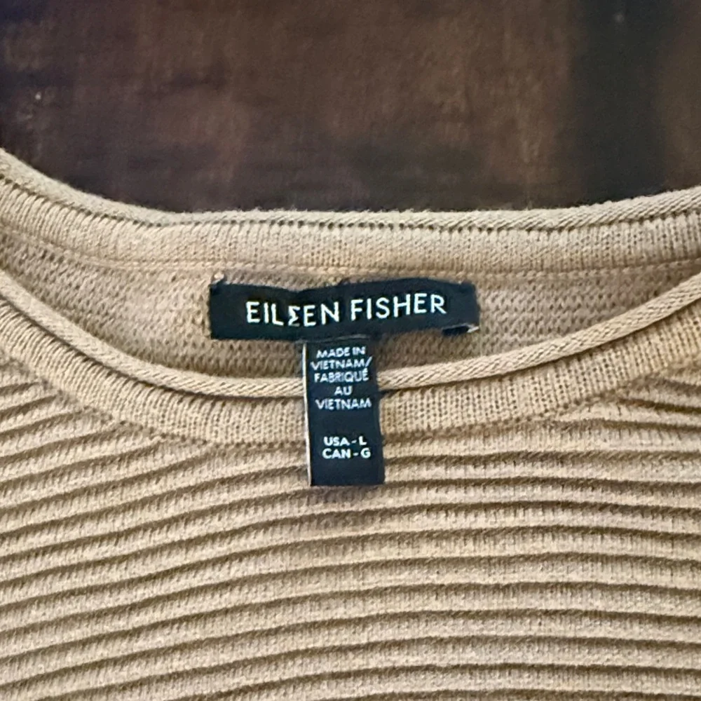 Eileen Fisher Ribbed Tunic Large Tan Sweater - Picture 2 of 5